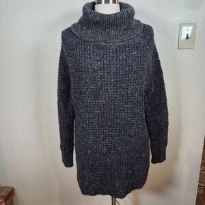 Free People Dylan Sweater Tweed Nubby Charcoal Turtleneck Sweater size Small
